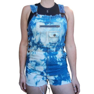 GAP Vintage Y2K Bleach Dyed Bib Overall Shorts Shortalls Juniors Size 11
